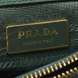 مملوكة مسبقًا Prada Galleria Double Zip Small Green Saffiano Lux Leather Tote