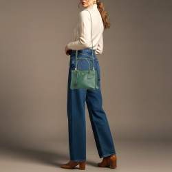 مملوكة مسبقًا Prada Galleria Double Zip Small Green Saffiano Lux Leather Tote