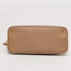 Pre Owned Prada Promenade Small Beige Saffiano Lux Leather Satchel