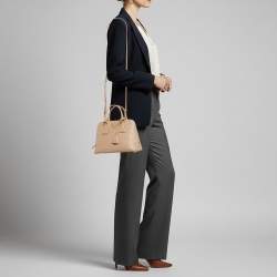 Pre Owned Prada Promenade Small Beige Saffiano Lux Leather Satchel