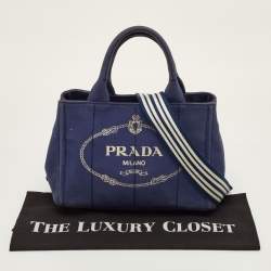 مملوكة مسبقًا Prada Canapa Logo Blue Canvas Tote