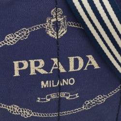 مملوكة مسبقًا Prada Canapa Logo Blue Canvas Tote
