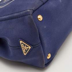 مملوكة مسبقًا Prada Canapa Logo Blue Canvas Tote