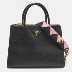 Pre Owned Prada Paradigme Black/Pink Saffiano Leather Tote