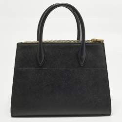 Pre Owned حقيبة يد توتس برادا باراديغم جلد سافيانو أسود/وردي