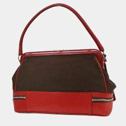 مملوكة مسبقًا Prada Brown/Red Canvas Leather Handbag