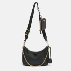 مملوكة مسبقًا Prada Re-Edition 2005 Black Saffiano Lux Leather Shoulder Bag