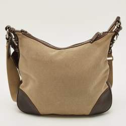 مملوكة مسبقًا حقيبة ماسنجر برادا قماش جاكار بشعار بني/بيج