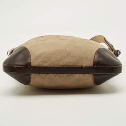 مملوكة مسبقًا حقيبة ماسنجر برادا قماش جاكار بشعار بني/بيج