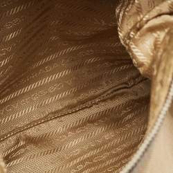 مملوكة مسبقًا حقيبة ماسنجر برادا قماش جاكار بشعار بني/بيج