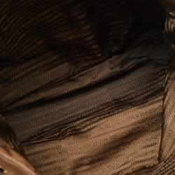 Pre Owned حقيبة تسوق برادا نايلون بني وجلد سافيانو