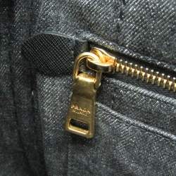 Pre Owned حقيبة كتف برادا كانفاس حجم صغير حقيبة توت سوداء