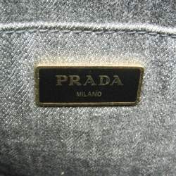 Pre Owned حقيبة كتف برادا كانفاس حجم صغير حقيبة توت سوداء