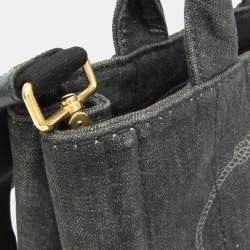 Pre Owned حقيبة كتف برادا كانفاس حجم صغير حقيبة توت سوداء