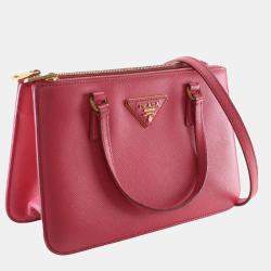 Pre Owned حقيبة ساتشل برادا غاليريا سحاب مزدوج صغير فاخر سافيانو وردي