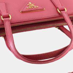 Pre Owned حقيبة ساتشل برادا غاليريا سحاب مزدوج صغير فاخر سافيانو وردي