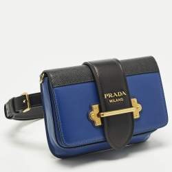 Pre Owned Prada Cahier Royal Blue/Black Leather Convertible Belt Bag