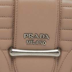 Pre Owned Prada Sidonie Beige Leather Flap Chain Crossbody Bag