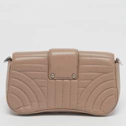 Pre Owned Prada Sidonie Beige Leather Flap Chain Crossbody Bag