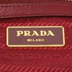 مملوكة مسبقًا Prada Galleria Executive Burgundy Saffiano Leather Double Zip Tote