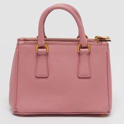 Pre Owned حقيبة توت برادا جلد سافياتو فاخر زهري صغير