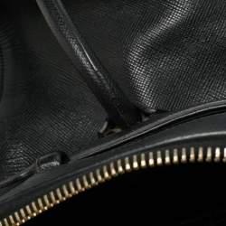 Pre Owned Prada Double Zip Black Saffiano Cuir Leather Dome Bag