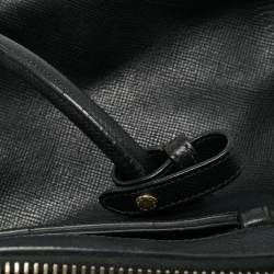 Pre Owned Prada Double Zip Black Saffiano Cuir Leather Dome Bag