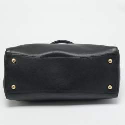 Pre Owned Prada Double Zip Black Saffiano Cuir Leather Dome Bag
