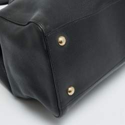 Pre Owned Prada Double Zip Black Saffiano Cuir Leather Dome Bag