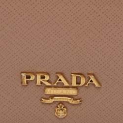 Pre Owned حافظة بطاقات برادا جلد سافيانو بيج