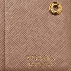 Pre Owned حافظة بطاقات برادا جلد سافيانو بيج