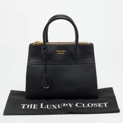 Pre Owned Prada Esplanade Black Saffiano Lux and City Leather Tote