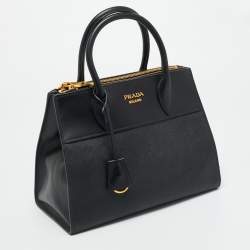 Pre Owned Prada Esplanade Black Saffiano Lux and City Leather Tote
