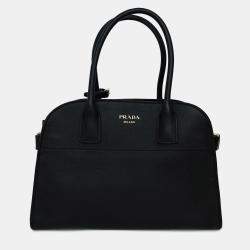 Pre Owned Prada Black Leather Medium Tote Bag