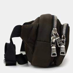 Pre Owned Prada Green/Black Nylon Front Pocket Waist Bag