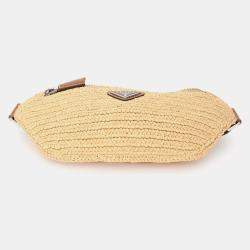 Pre Owned حقيبة خصر برادا رافيا شعار بني