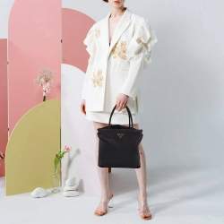 مملوكة مسبقًا حقيبة يد برادا توت نسيج نايلون سوداء سيتي