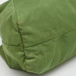 Pre Owned Prada Vintage Tessuto Green Nylon O Ring Metal Handle Tote