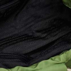 Pre Owned Prada Vintage Tessuto Green Nylon O Ring Metal Handle Tote