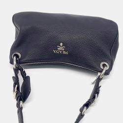 Pre Owned حقيبة كتف برادا جلد فيتيلو فينيكس أسود (1BC020)