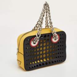 Pre Owned Prada City Fori Multicolor Leather Perforated Chain Shoulder Bag