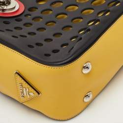 Pre Owned Prada City Fori Multicolor Leather Perforated Chain Shoulder Bag