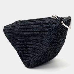 مملوكة مسبقًا Prada Black Raffia Triangle Shoulder Bag
