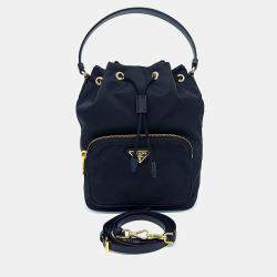 Pre Owned Prada Black Nylon Re-Nylon Bucket Tote and Crossbody Bag