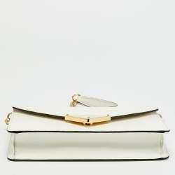 مملوكة مسبقًا Prada Triangle Logo White Saffiano Leather Shoulder Bag