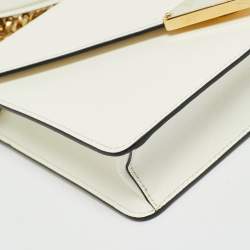 مملوكة مسبقًا Prada Triangle Logo White Saffiano Leather Shoulder Bag