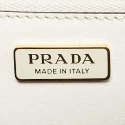 مملوكة مسبقًا Prada Triangle Logo White Saffiano Leather Shoulder Bag