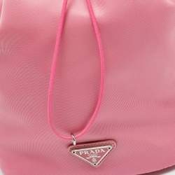 Pre Owned Prada Pink Nylon Drawstring Bucket Pouch