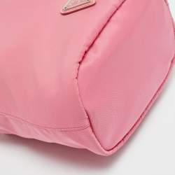 Pre Owned Prada Pink Nylon Drawstring Bucket Pouch