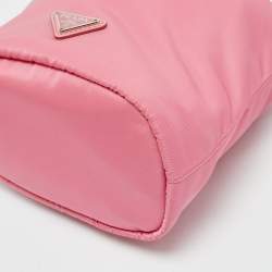 Pre Owned Prada Pink Nylon Drawstring Bucket Pouch